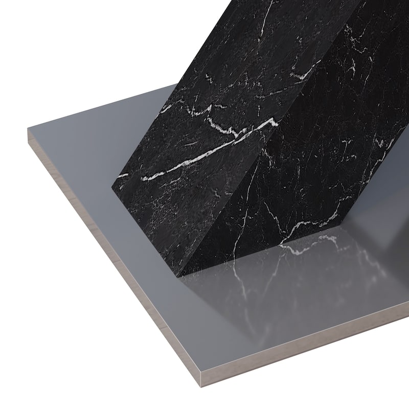 Modern Square Dining Table with Marble Table Top and X-Shape Table Leg