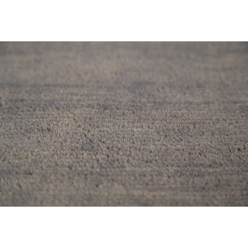 Modern Gabbeh Area Rug Oriental Hand-Knotted Grey Wool Carpet - 4'11" x 6'4"