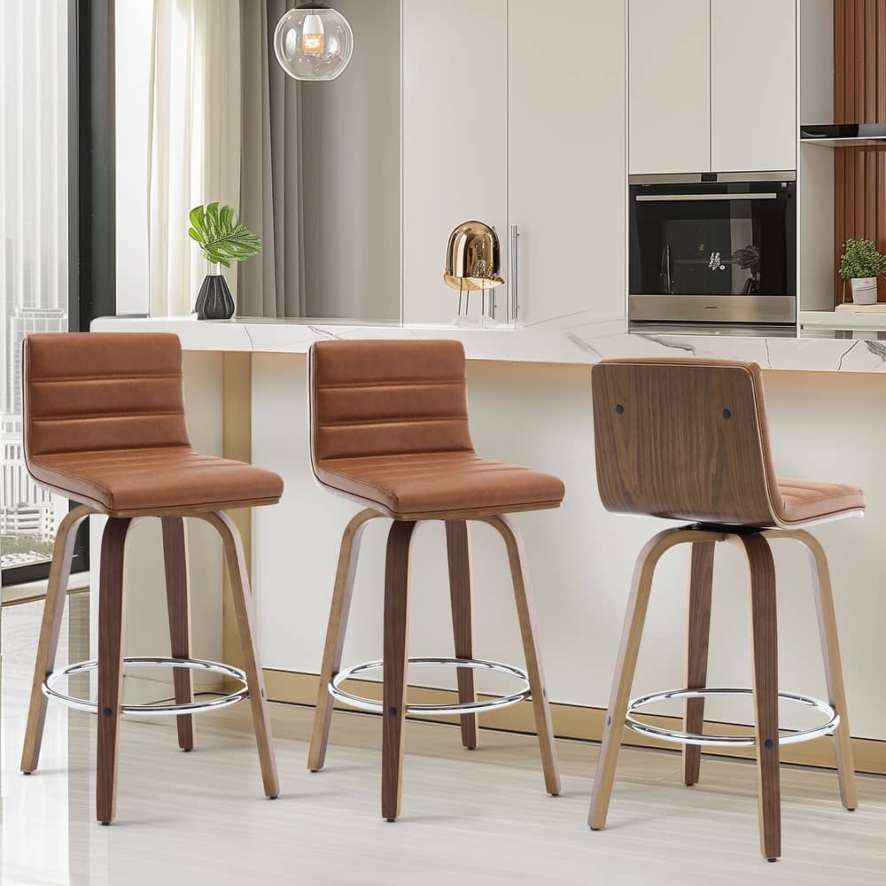 26"/29" Faux Leather Swivel Bar/Counter Stools, Set of 2/3