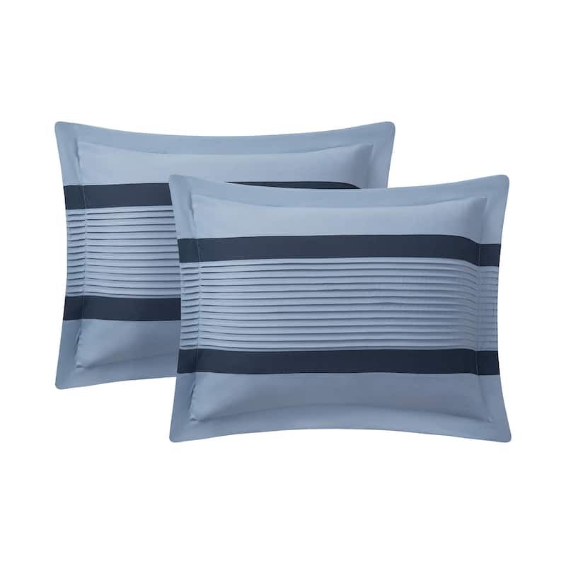 Hamden Pleated Blue Comforter Set - Twin