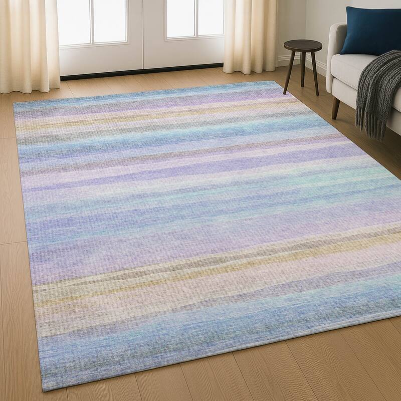 Premium Washable Super Soft Modern Stripe Mayfield Rug - Lavender - 3' x 5'