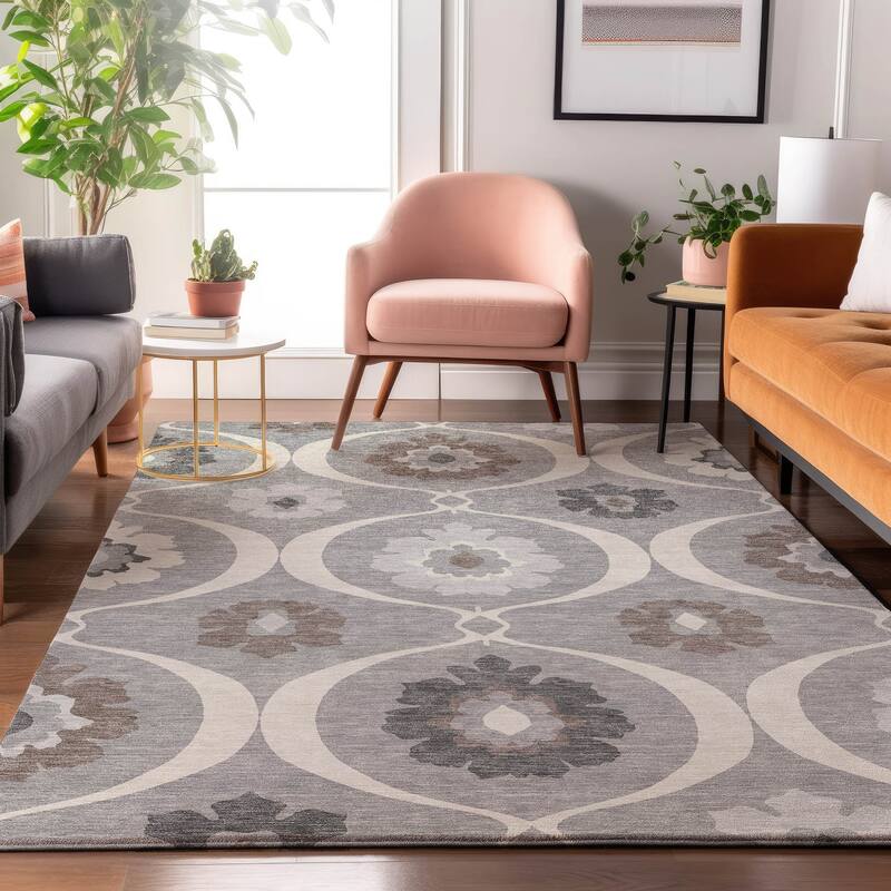 Premium Washable Super Soft Floral Scallops Mayfield Rug - Gray - 2'6" x 3'10"