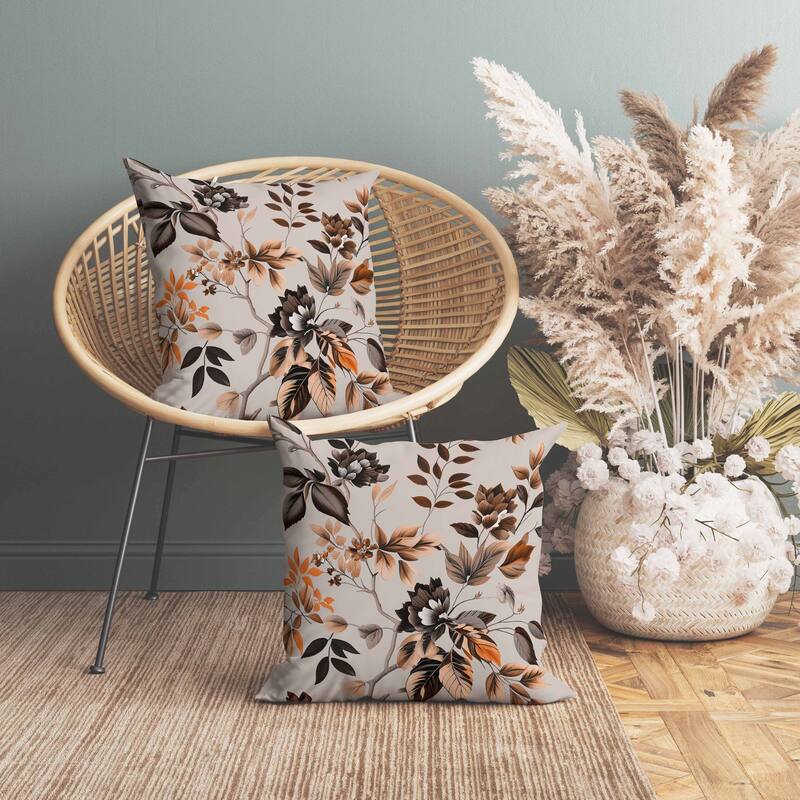 Majestic Gardens Faux Suede Reversible Throw Pillow Pink and Brown