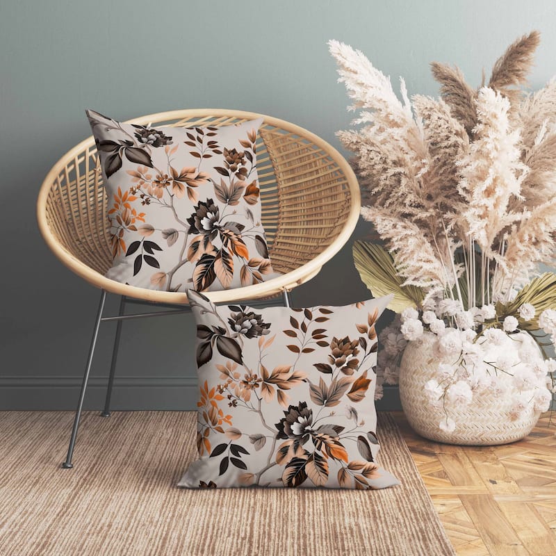 Majestic Gardens Indoor/Outdoor Reversible Throw Pillow Pink and Brown