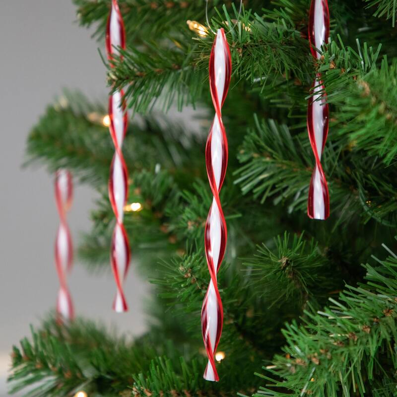 6ct Red and White Candy Swirl Christmas Ornaments 8"