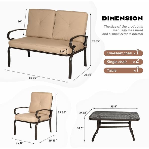 4-Piece Metal Outdoor Patio Loveseat Conversation Set - Bed Bath ...