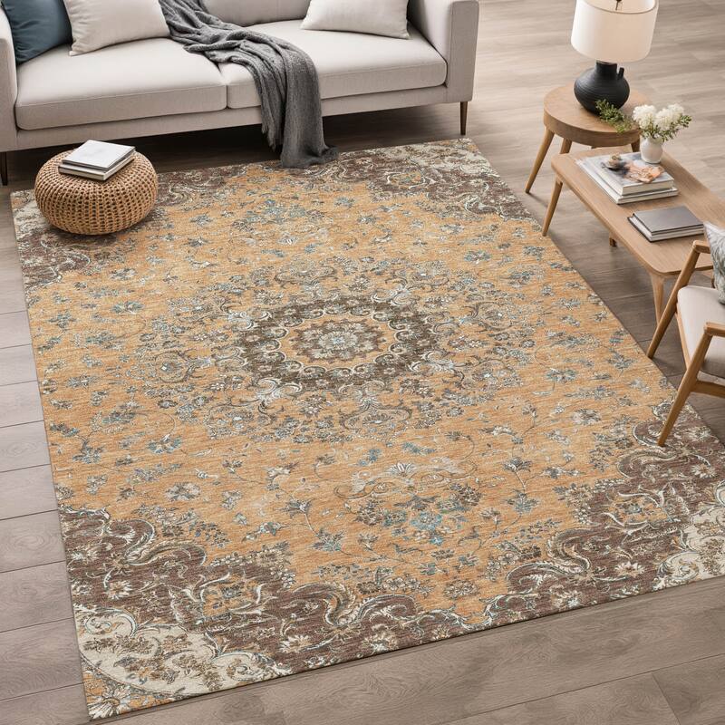 Machine Washable Indoor/ Outdoor Traditional Niko Chantille Rug