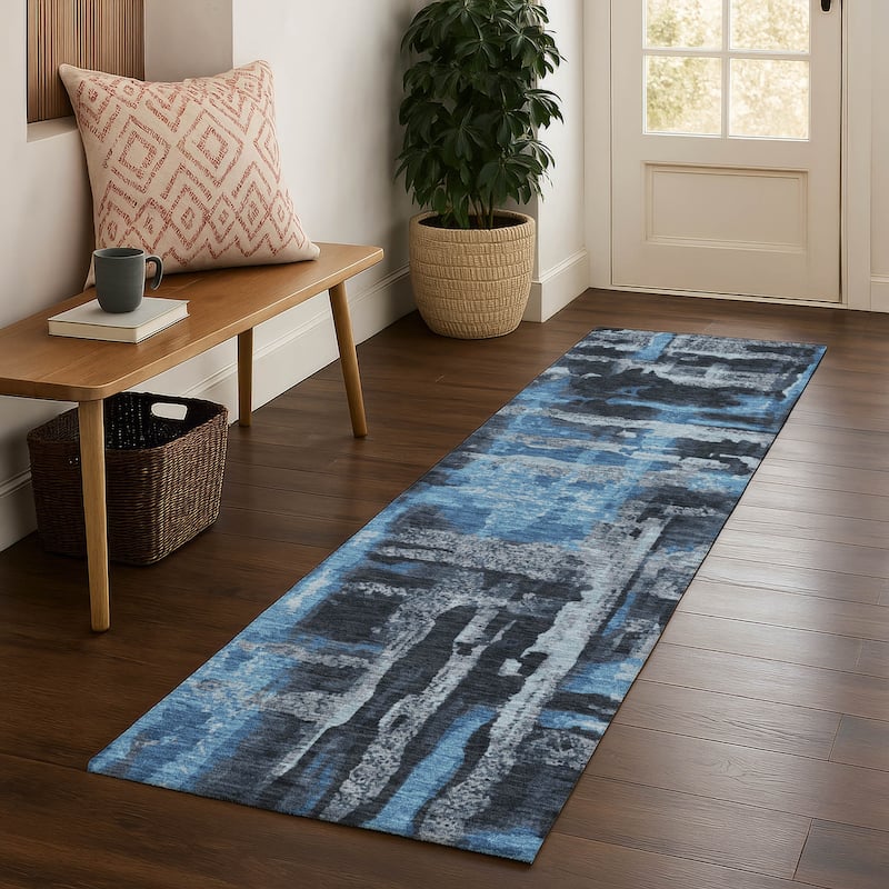 Premium Washable Super Soft Modern Glam Mayfield Rug - Black - 2'3" x 7'6"