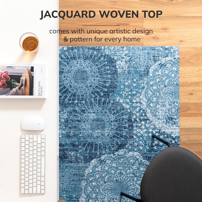 Jani 40"x54" Rug'd Chair Mat-Rug Style Office Chairmat for Carpet & Hard Floors| 0.5" Thick |Non-Slip, Foldable Desk Chair Mat