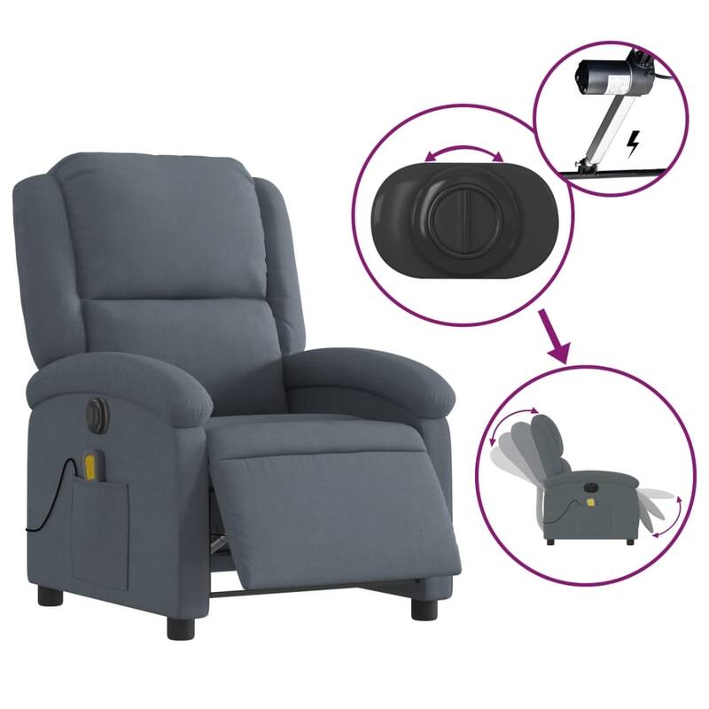 vidaXL Massage Recliner Chair Wingback Reclining Armchair for Elderly Velvet