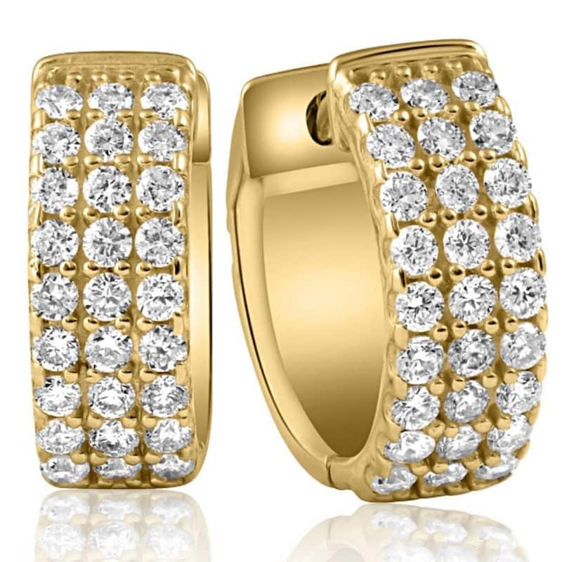 Bliss Diamond 1/2 Ct Diamond Hoops Women's Earrings Yellow Gold - Yellow