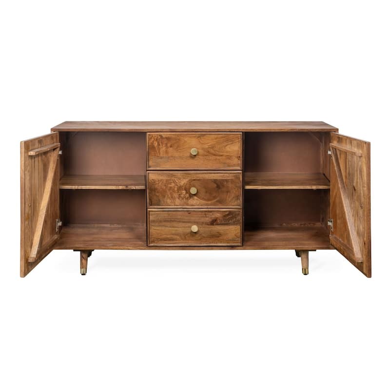 Hadley 55" Wide Solid Mango Wood Sideboard - 55" x 15.5" x 29.5"