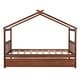 preview thumbnail 3 of 10, Twin Size Wooden House Bed Platform Bed with Twin Size Trundle and Solid Construction