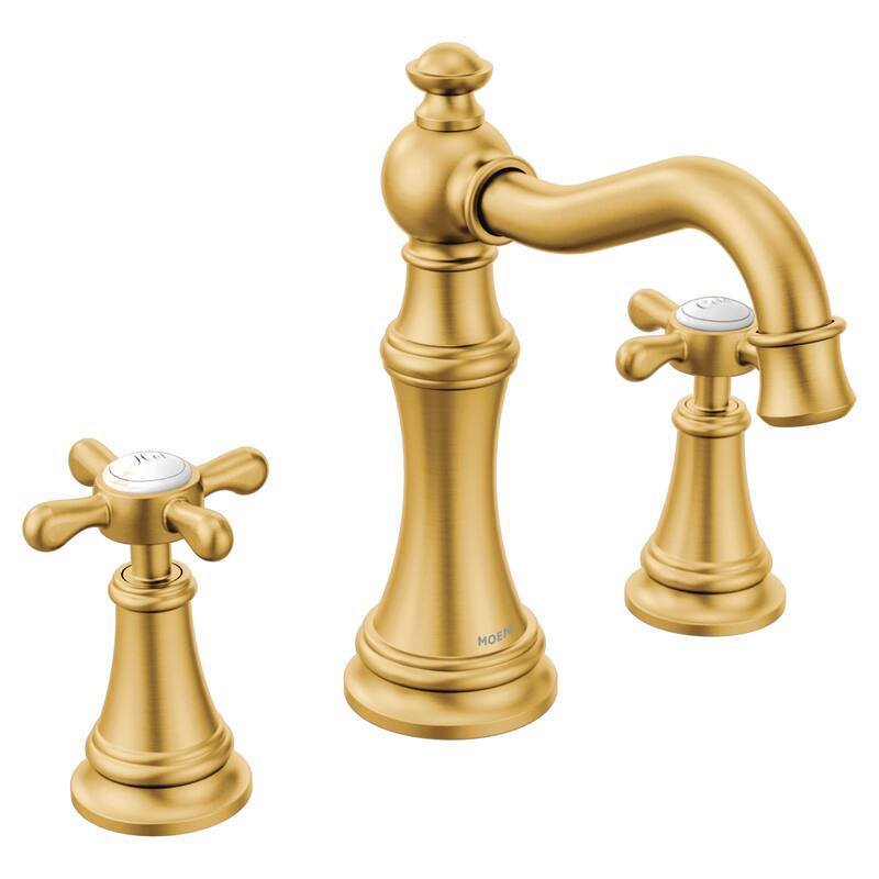 Moen TVS42114 Weymouth 1.2 GPM Widespread Bathroom Faucet with Pop-Up - Brushed Gold