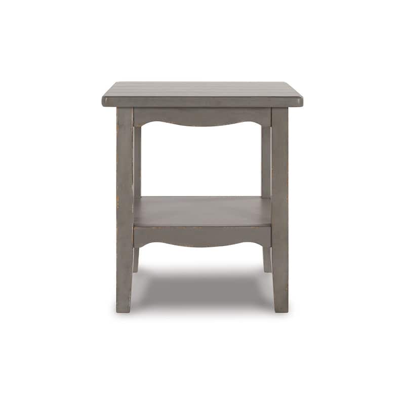 24 in. Gray Square Wood End Table, Sturdy Build End Side Table for Living Rooms