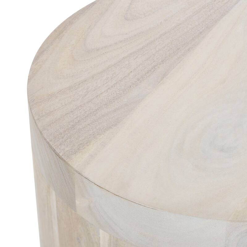 Renwil Kernel Acacia Wood Side Table, White