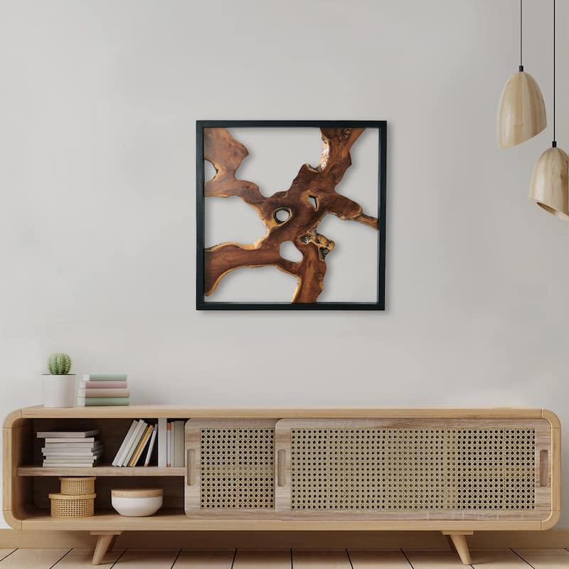Greenage Teak Wall Decor Natural Live Edge Hanging Art Sculpture