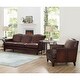 preview thumbnail 3 of 8, Hydeline Oxford Top Grain Leather Sofa Set, Sofa and Chair - Sofa & Chair Caramel Brown