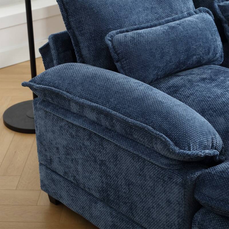 Sectional Sofa Cloud Couch for Living Room, Modern Chenille/Boucle U Shaped Couch, Comfy Modular Sofa Sleeper with Double Chaise