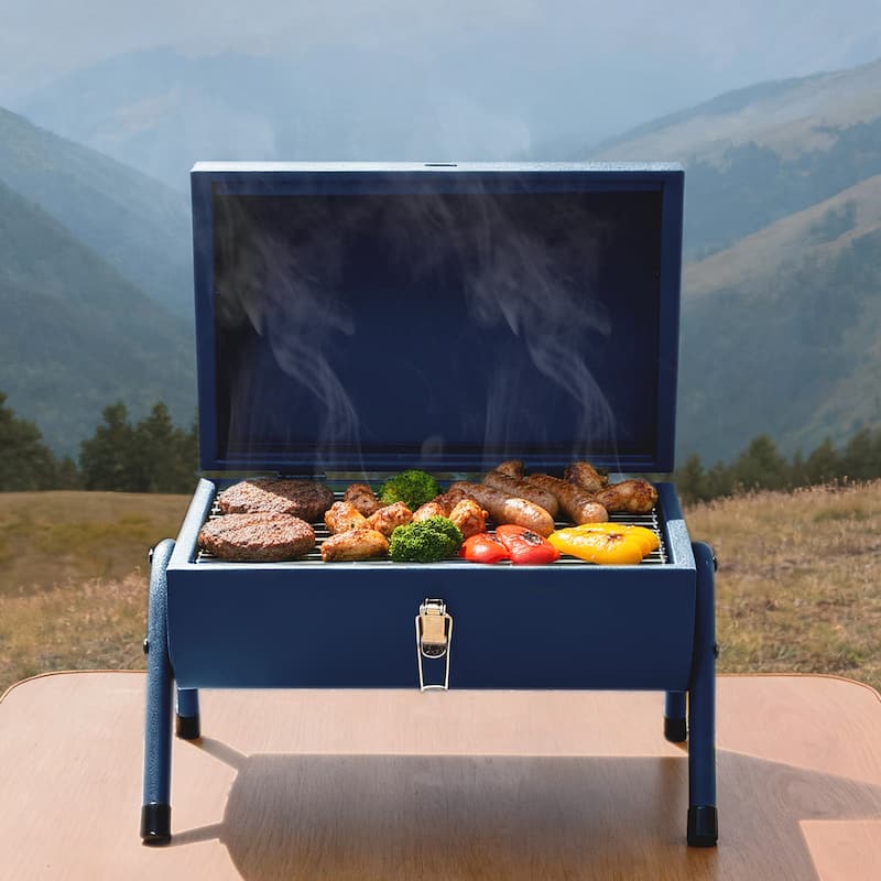 Royal Gourmet CC1015B Portable Charcoal Grill with Four Air Vents - Blue