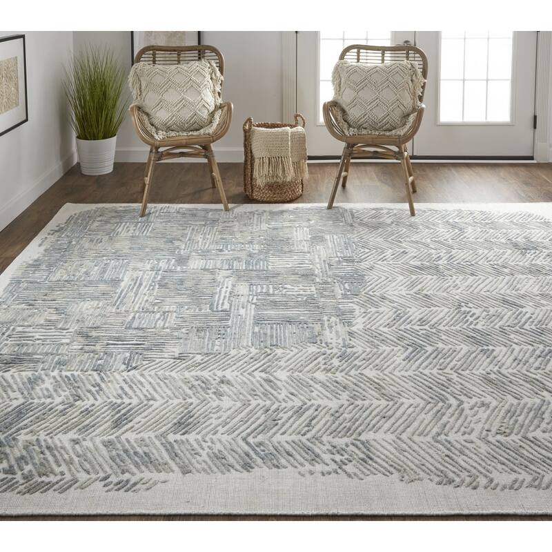 Xukol Distressed Abstract Modern Woven Durable Area Rug By HomeRoots - 4' x 6'