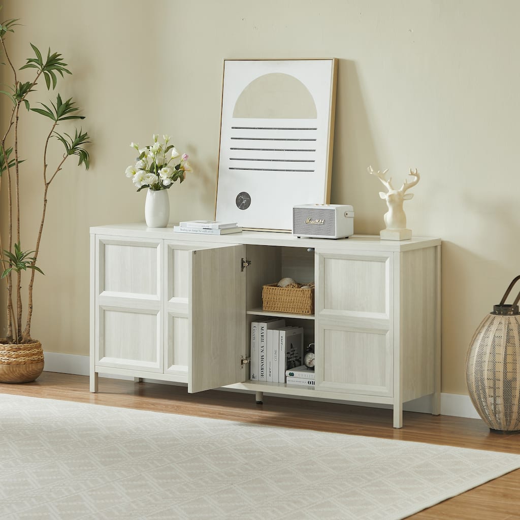 Farmhouse 67''L Sideboard Storage Cabinet with 4-Door for Home Organization