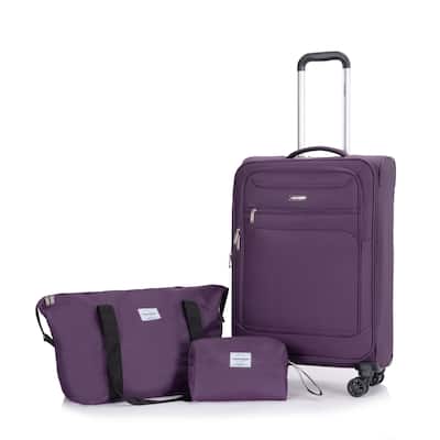3-Piece Set (18/Travelbag /toiletry bag) ,Softshell Suitcase Spinner Wheels Terylene Polyester Luggage Sets
