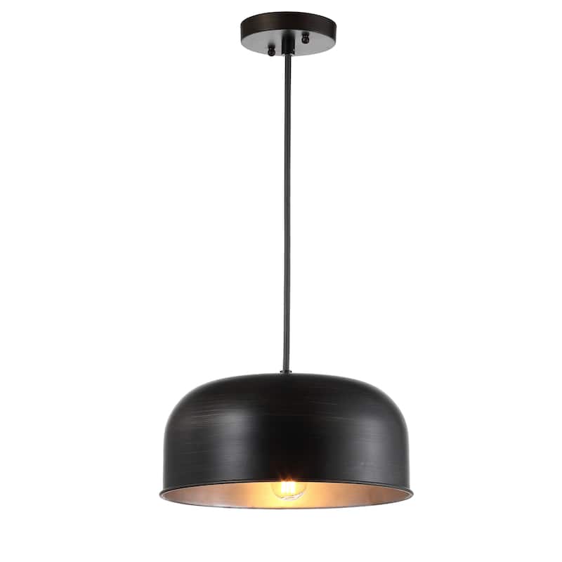 SAFAVIEH Lighting Vildan Adjustable 1-Light Led Grey Pendant - 12.1"x12.1"x7.5--79.5" - Painted Grey - 12Wx12Dx80H