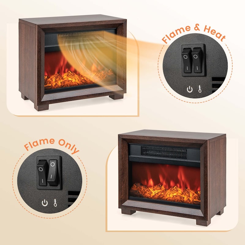 Costway Mini Desktop Electric Fireplace Heater Portable Wooden - See Details