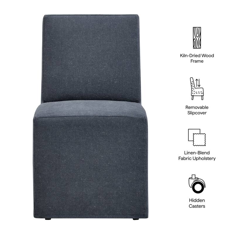 Tessera Upholstered Linen-Blend Slipcovered Dining Chair