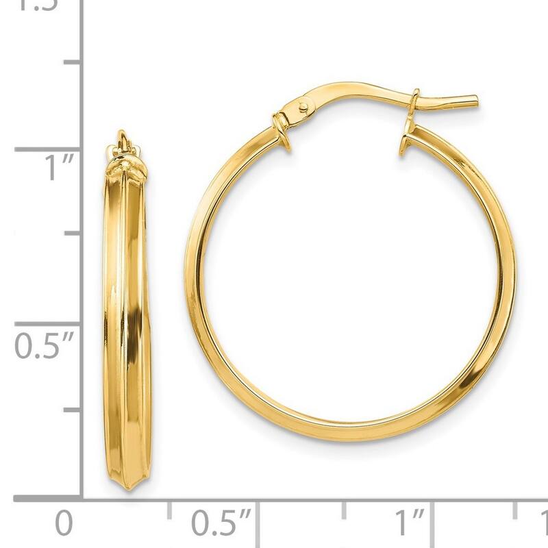 Curata 14k Polished 3mm Hoop Earrings - 3mm Thick