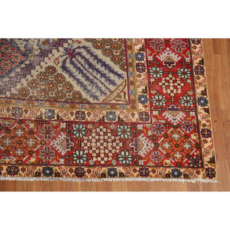 Hand Knotted Oriental 100% Wool Carpet Traditional Geometric Navy Blue & Blues Najafabad Area Rug - 12' 10'' X 9' 1''