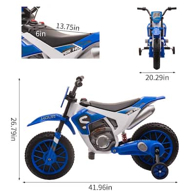 12V Kids Ride On Motorcycle, Electric Battery,Powered Off Road Motocross with 7Ah Battery,2 Speeds, 35W Strong Motor