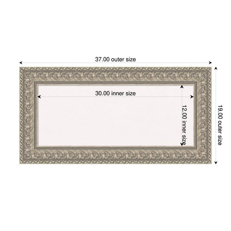 Sydney Silver Framed Cork Board - Bulletin Board, Organization Board, Pin Board - White - 37 x 19 in