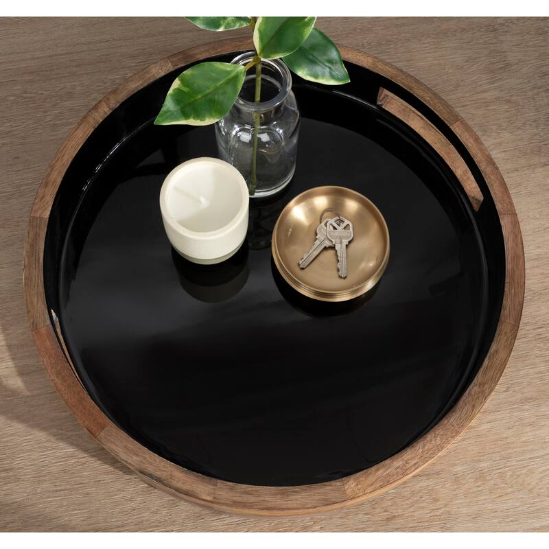 Kate and Laurel Ehrens Round Decorative Wood Tray