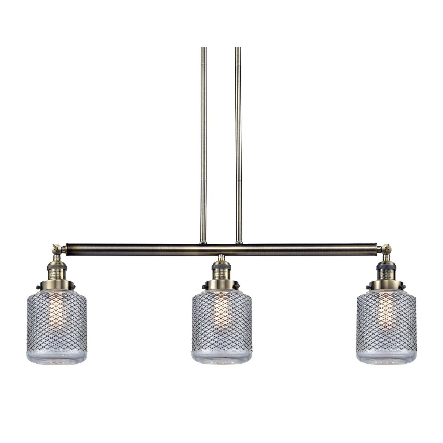 Innovations Lighting 213-S Stanton  Stanton 3 Light 39" Wide Linear Chandelier (Polished Chrome / Vintage Wire Mesh) - Chandeliers For Bedrooms by Overstock.com