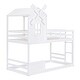 preview thumbnail 6 of 7, White Twin over Twin Pine Wood Bunk Bed with Lovely Windmill Design, Guardrails, and Ladder, Featuring Roof and Window