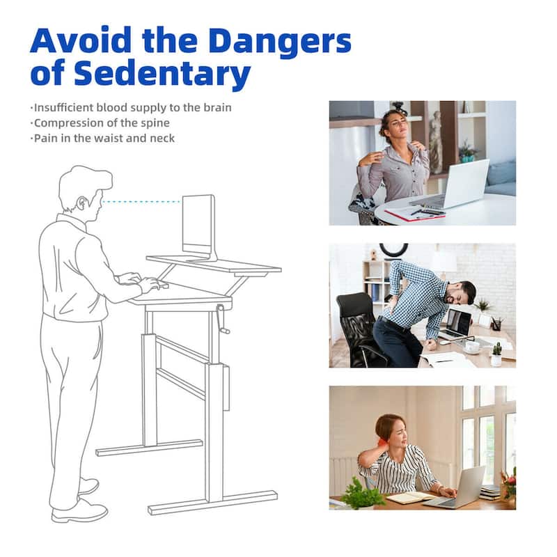 Gymax Standing Desk Crank Adjustable Sit to Stand Workstation with