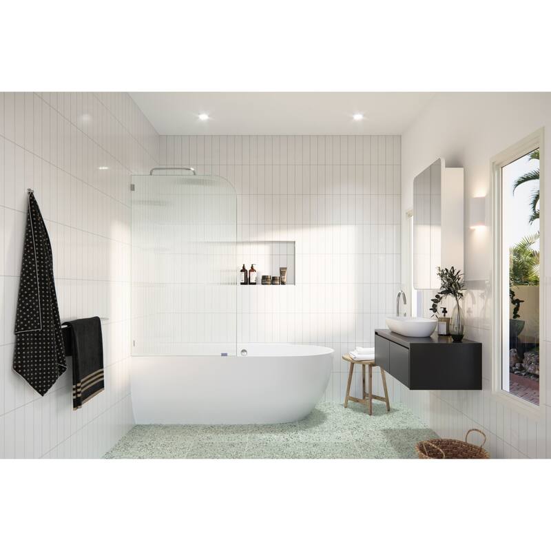 Glass Warehouse B-FL-RAD-30-L Aurora 58-1/4" High x 30" Wide Shower - Chrome