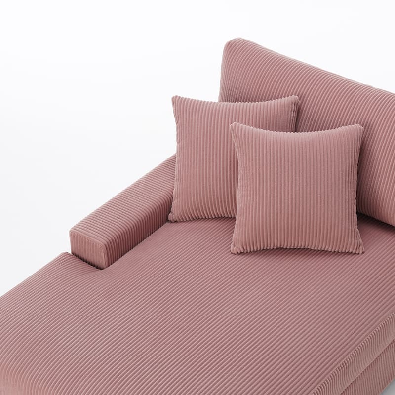 Corduroy Chaise Lounge Chair Upholstered Indoor Lounger Sofa