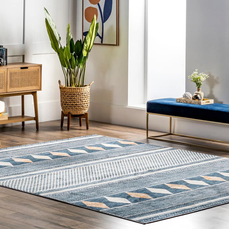 Nuloom Mosaic Tribal Stripes Solid Area Rug