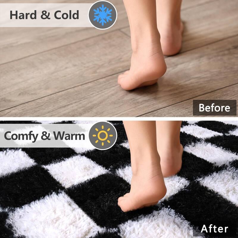 Rugs for Bedroom Living Room, Black and White