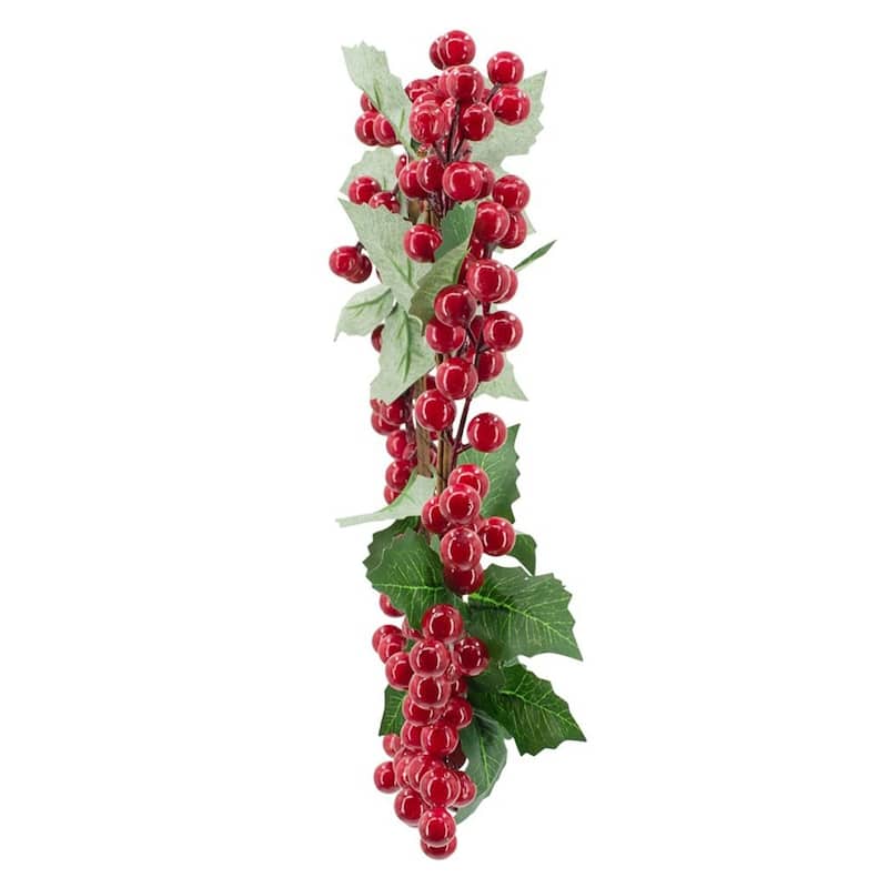 Anmytek Set of 3 13" Festive Red Berry & Holly Leaf Christmas Wreaths - Holiday Decor Accents