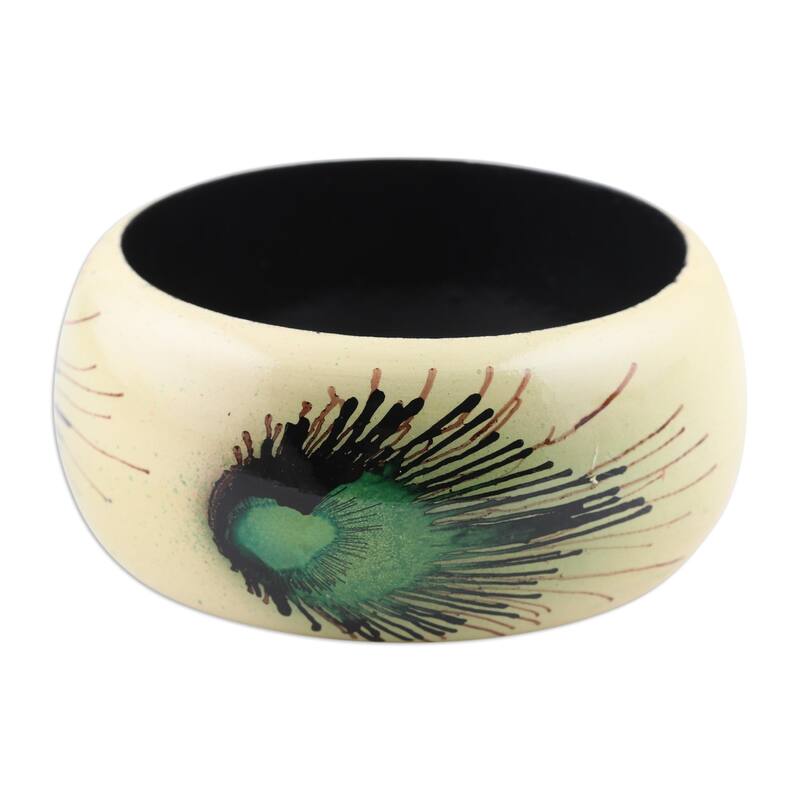 Novica Handmade Feather Glory Wood Bangle Bracelet