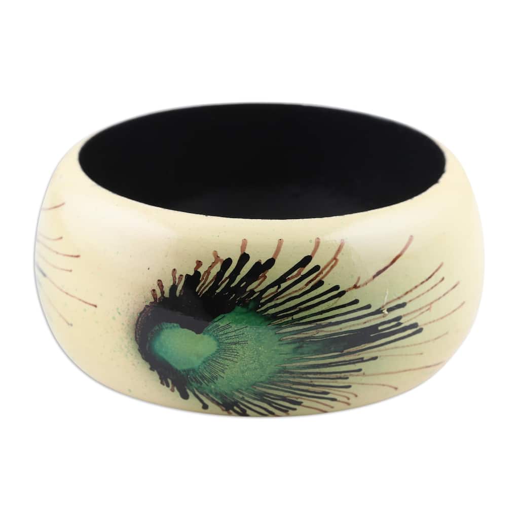 Novica Handmade Feather Glory Wood Bangle Bracelet