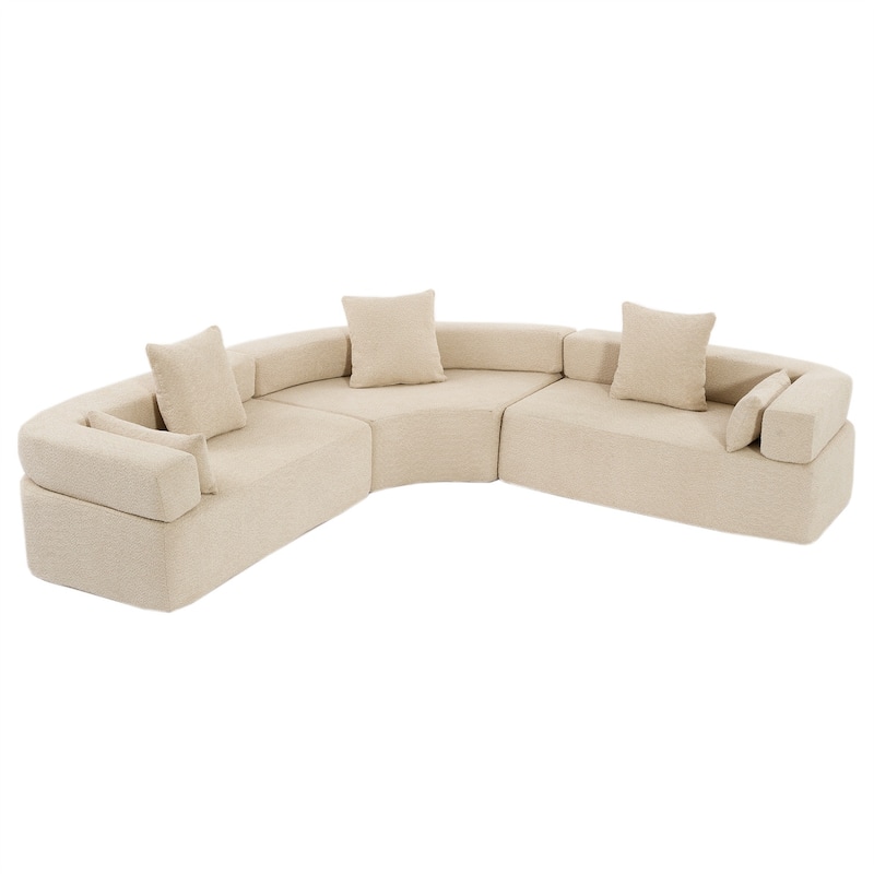 4-Seat Living Room Oversized Upholstered Curved Modular Combination Sofa