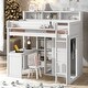 preview thumbnail 15 of 26, Wood Twin Size Loft bed with Multiple Storage Shelves and Wardrobe, Gray White