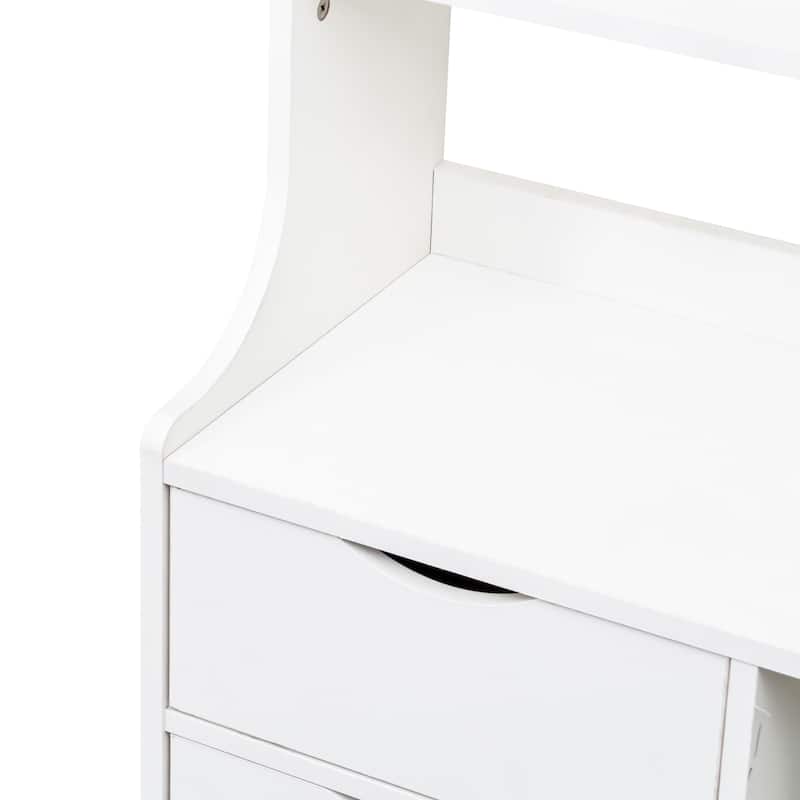 GDFStudio - Rainie Modern 58.11" Tall Nightstand with Bookshelf and 2 Storage Drawers for Bedroom