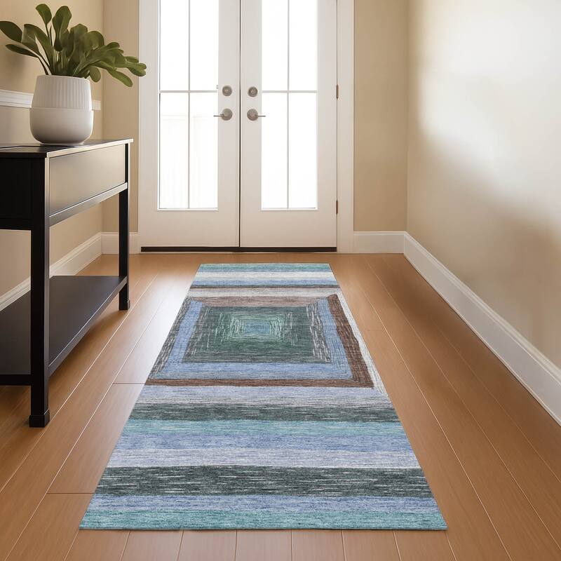 Premium Washable Super Soft Modern Dimensions Mayfield Rug - Denim - 2'3" x 7'6"