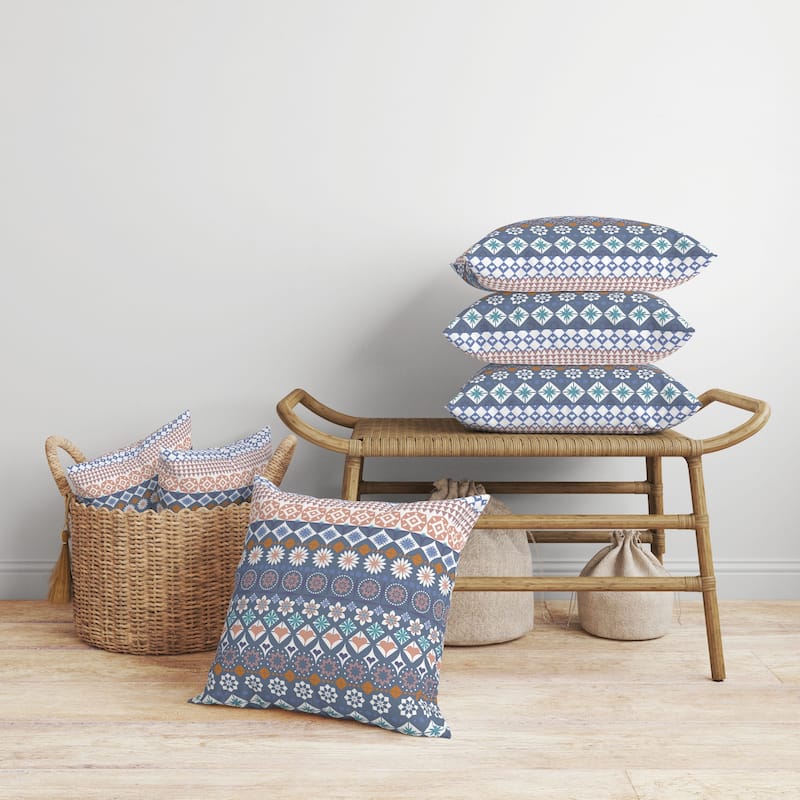 Shape Synergy Faux Suede Reversible Throw Pillow Blue and Orange